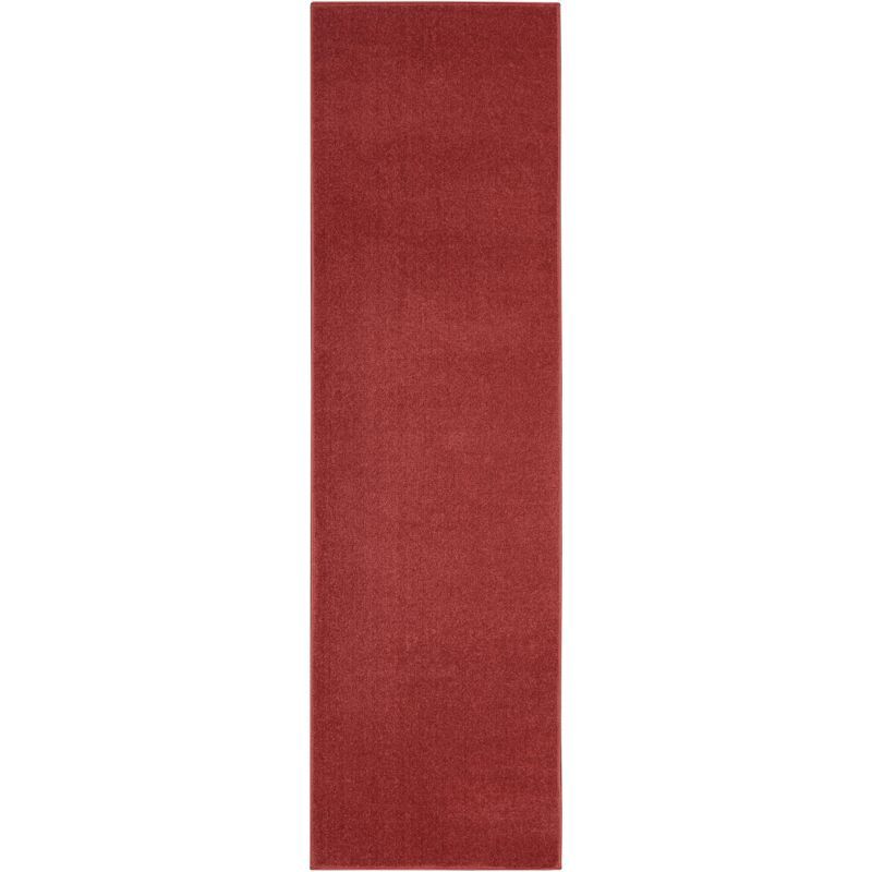 Brick Red Handmade 24" Solid Synthetic Easy-Care Rug