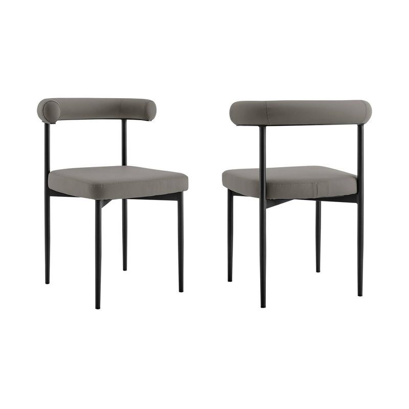 Shannon Gray Faux Leather and Metal Dining Chairs Set of 2