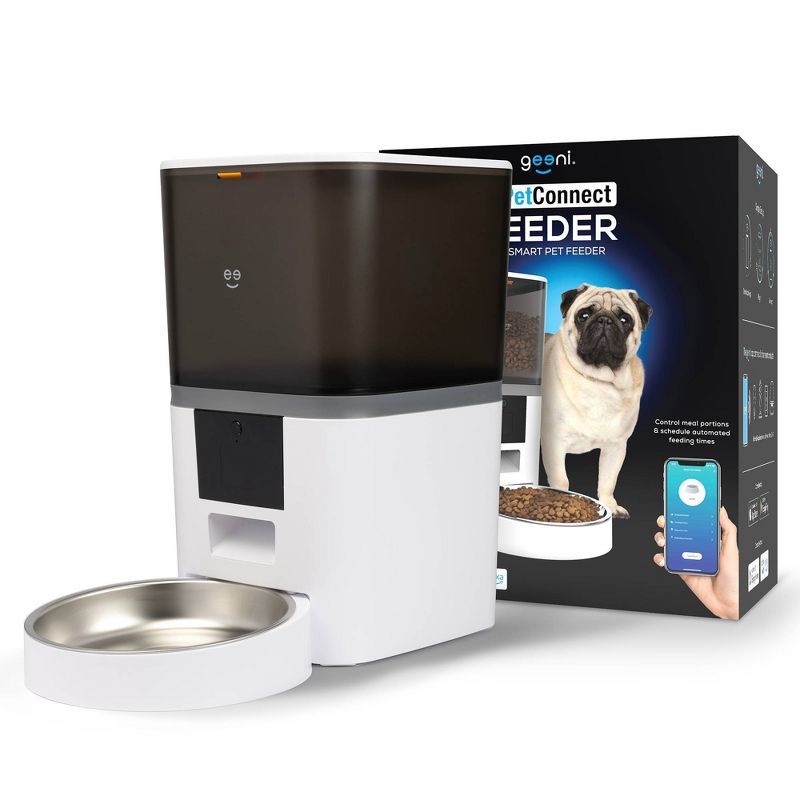 Geeni 6L White Smart Pet Feeder with Stainless Steel Bowl