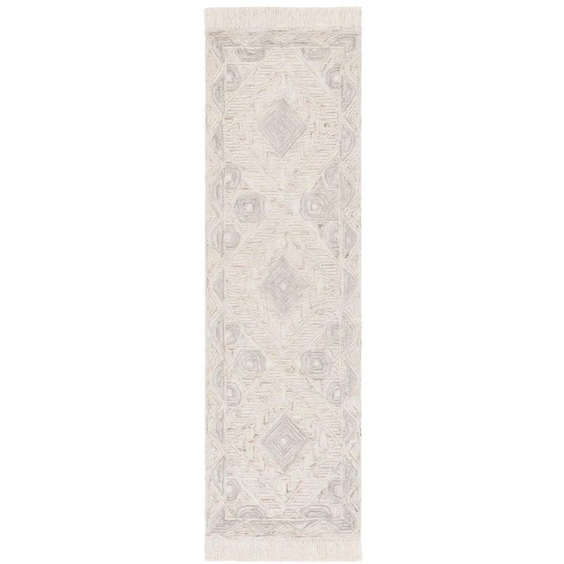 Ivory and Grey Hand-Tufted Wool Runner Rug, 2 ft. 3 in. x 8 ft.