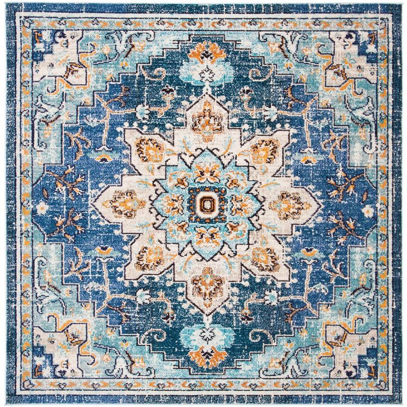 Metro-Mod Chic Square Area Rug in Blue and Light Blue - 3' x 3'