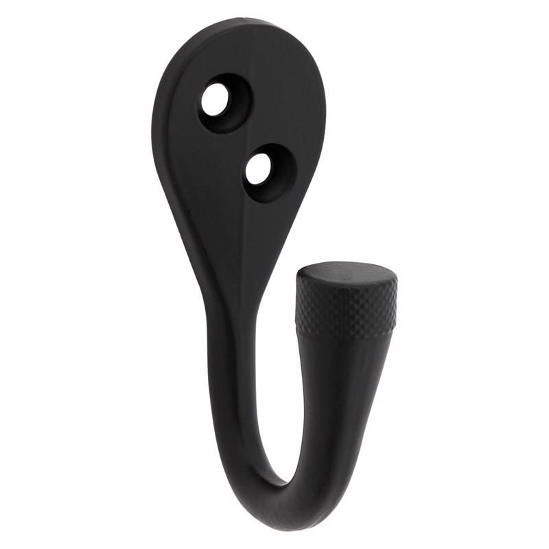 Matte Black Medium Knurled Wall Hook Set