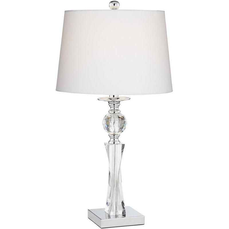 Vienna 25" Clear Crystal Glass Table Lamp with White Shade