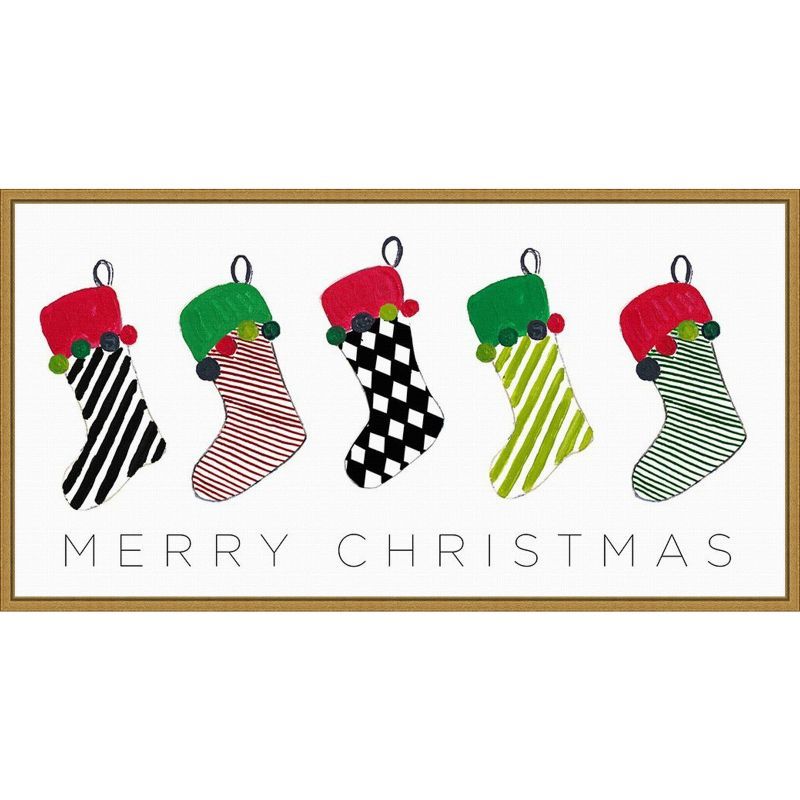 Festive Christmas Stockings Canvas Wall Art Print