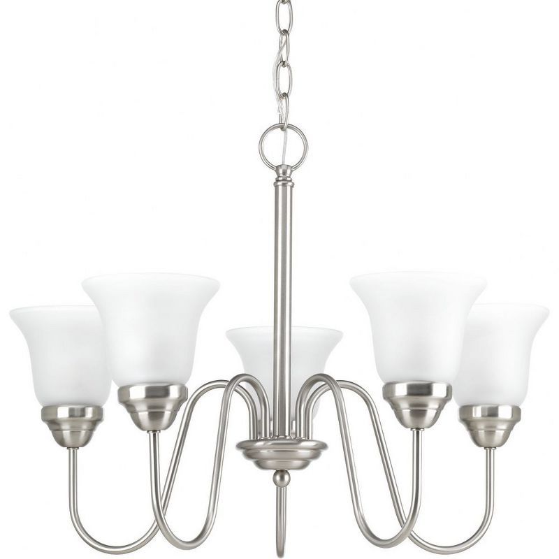 Classic Brushed Nickel 5-Light Chandelier with Etched Glass Shades