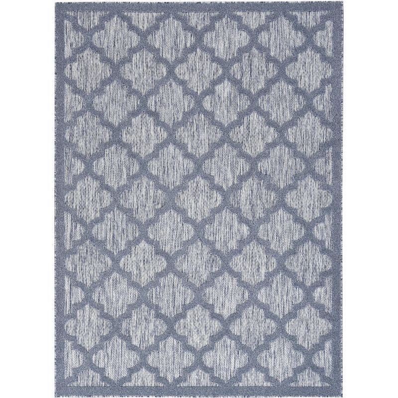 Denim Blue Trellis 6' x 9' Handmade Synthetic Easy Care Rug