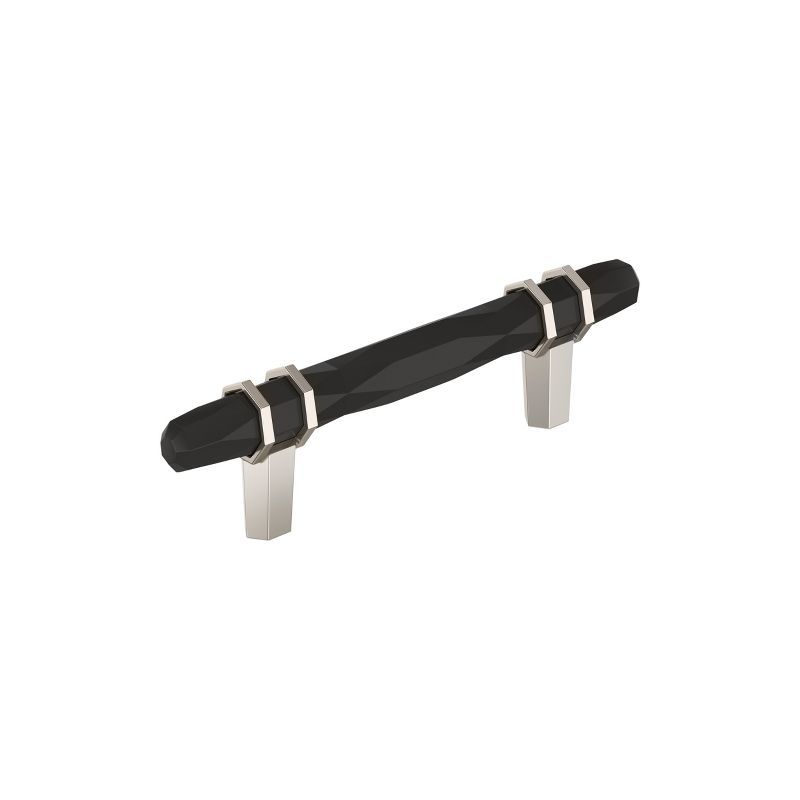 Modern Black Bronze and Polished Nickel Bar Pull with Mounting Hardware