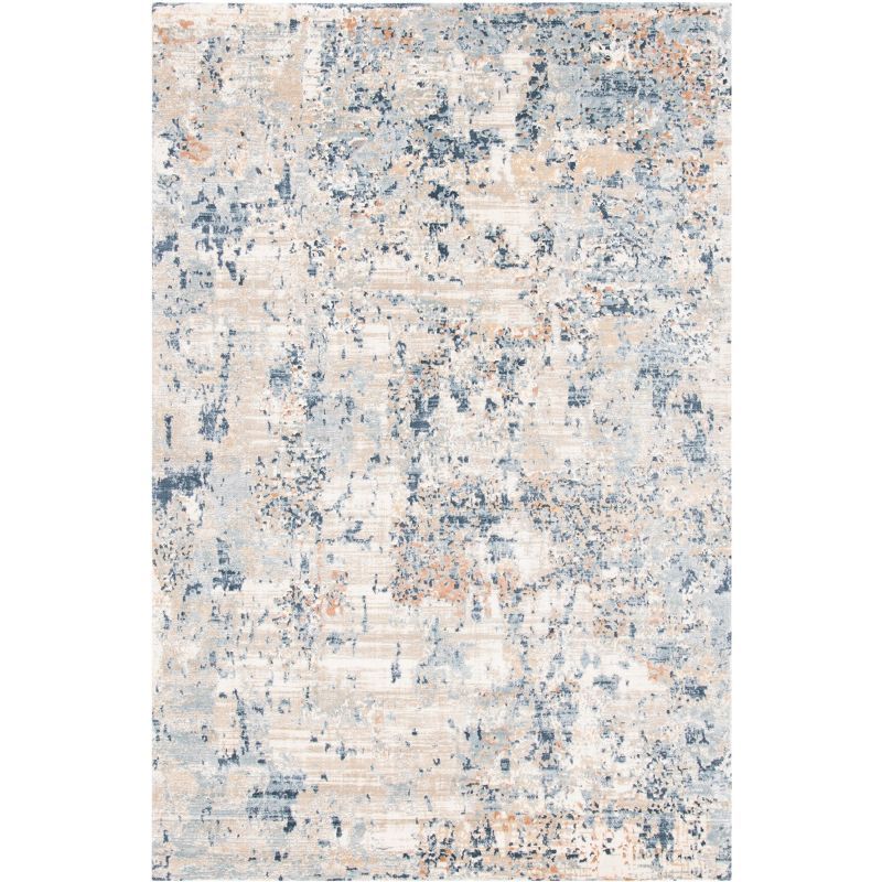 Cream and Beige Abstract Hand-knotted Wool Area Rug