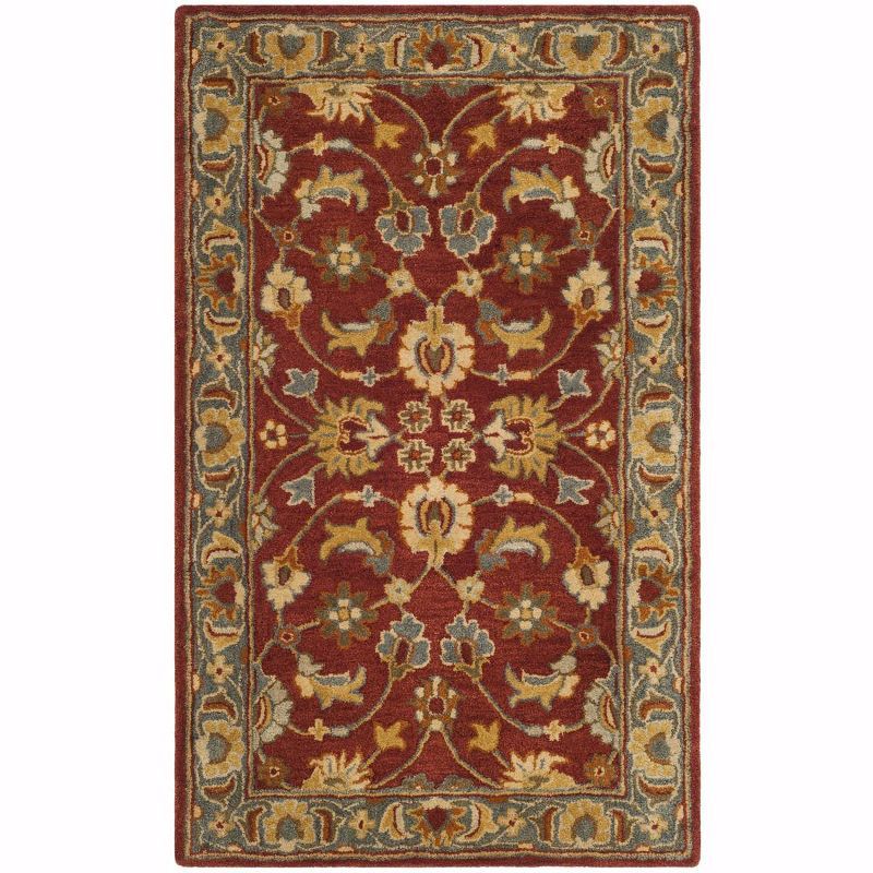 Handmade Red Wool Tufted Rectangular Area Rug 3' x 5'