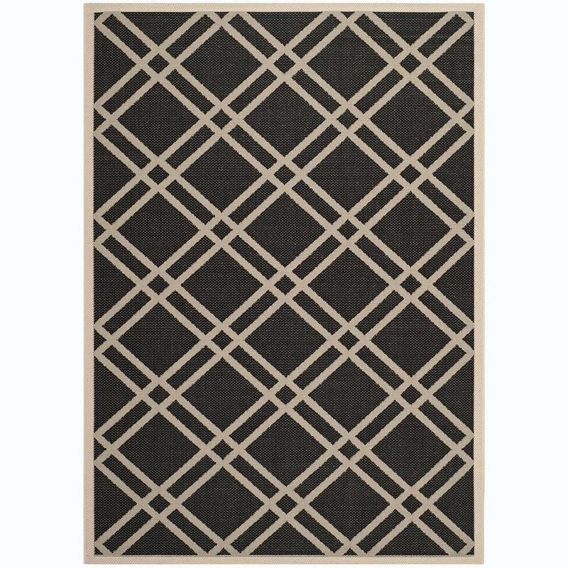 Black and Beige Trellis Indoor/Outdoor Area Rug