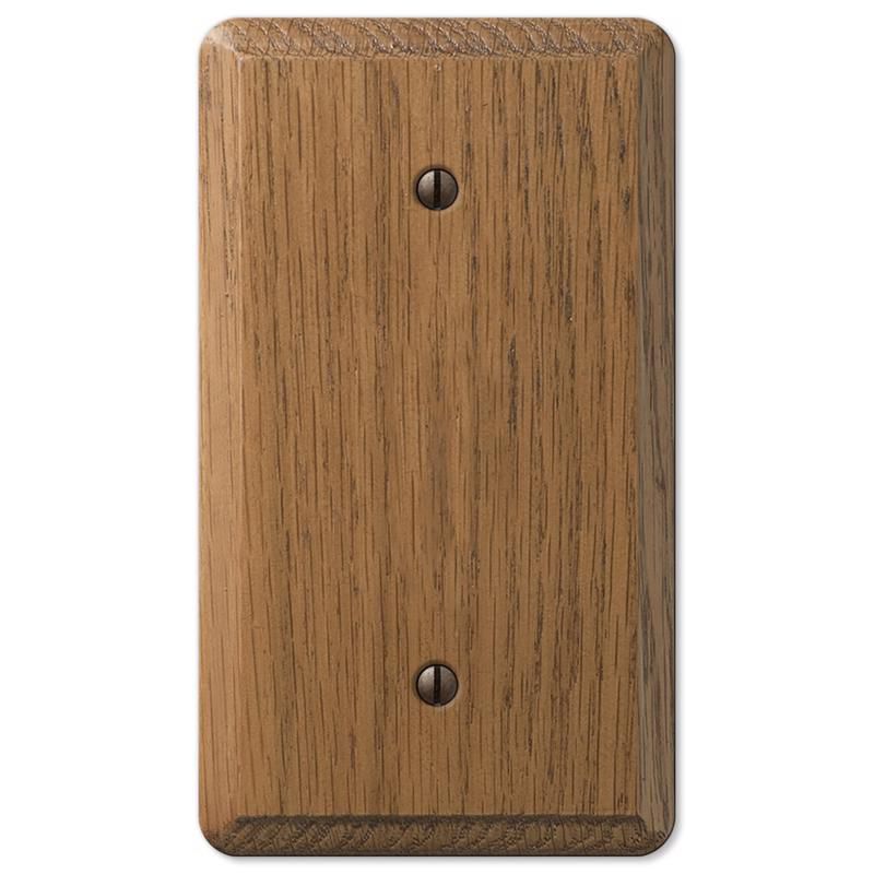 Amerelle Medium Brown Oak Wood 1-Gang Blank Wall Plate