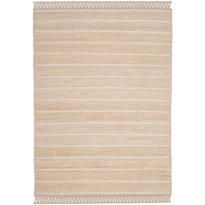 Ivory Handwoven Wool Flat Woven Reversible Area Rug