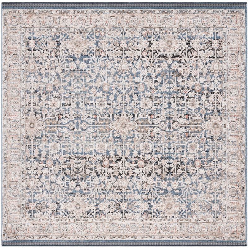 Vivaldi Square Blue Synthetic 79" Easy Care Area Rug