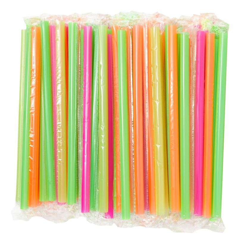 Colorful Jumbo Plastic Straws for Smoothies and Boba, 100-Pack