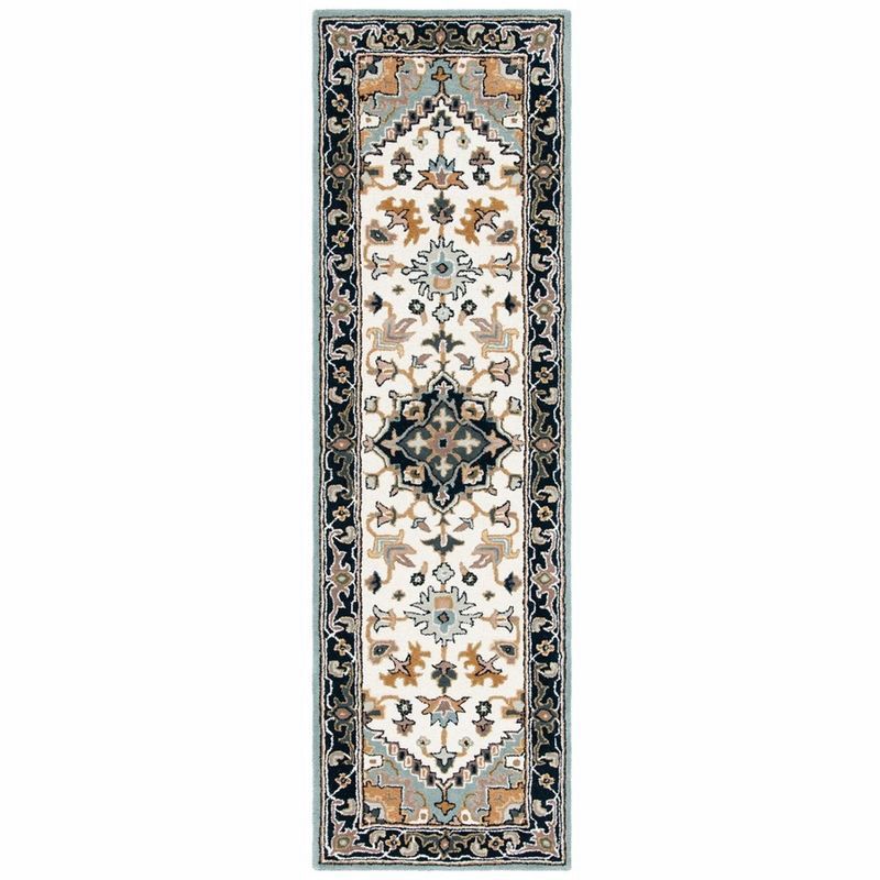Heritage Grey and Green Hand-Tufted Wool Runner Rug