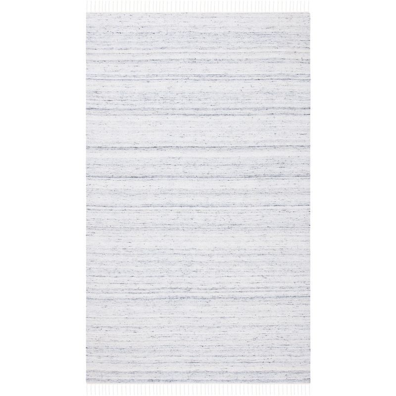 Ivory and Grey Handwoven Wool Kilim Area Rug