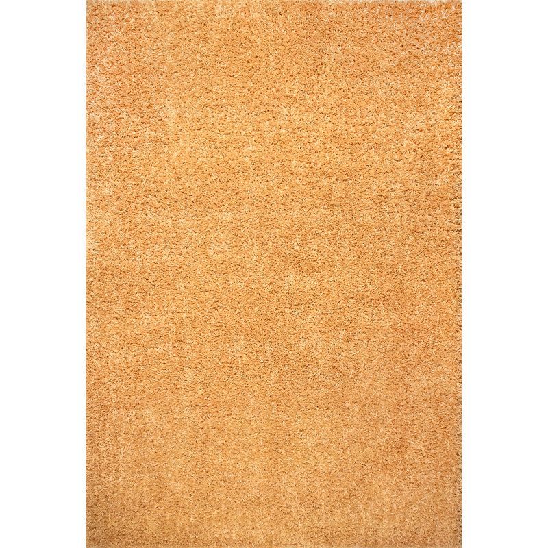 Sunny Bliss 63" Round Solid Yellow Shag Area Rug