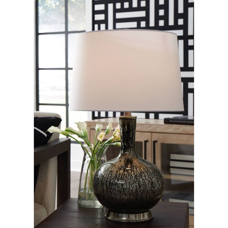 Tenslow 26-Inch Black Mercury Glass Table Lamp with Drum Shade