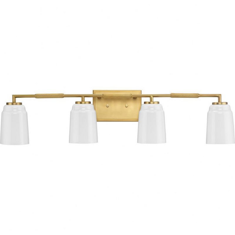 Spenser Brushed Gold and Opal Glass 4-Light Vanity Fixture