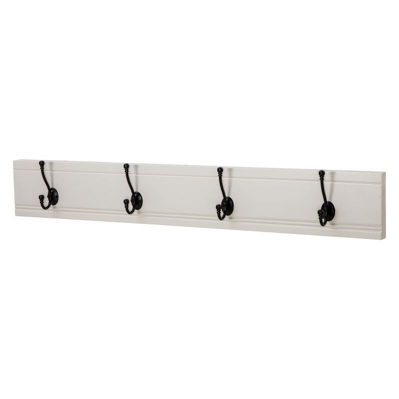 Ivory Wood 40-Inch Wall Mounted Coat Rack with Shelf