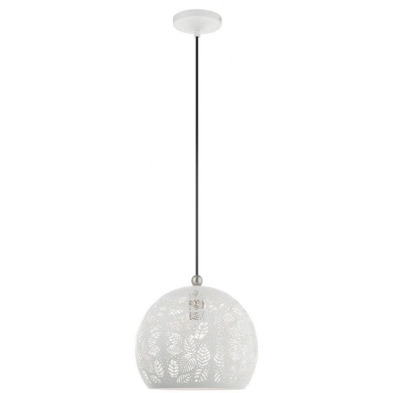 Elegance Crystal Globe Pendant with White and Brushed Nickel Finish