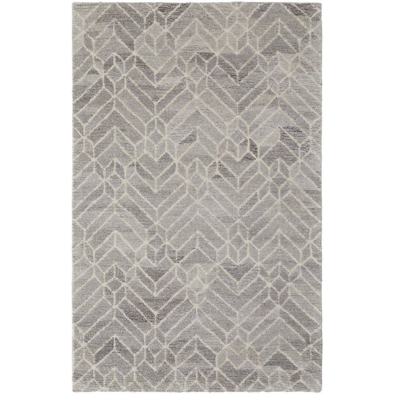 Asher Transitional Handmade Geometric Gray Wool Area Rug 3'6" x 5'6"