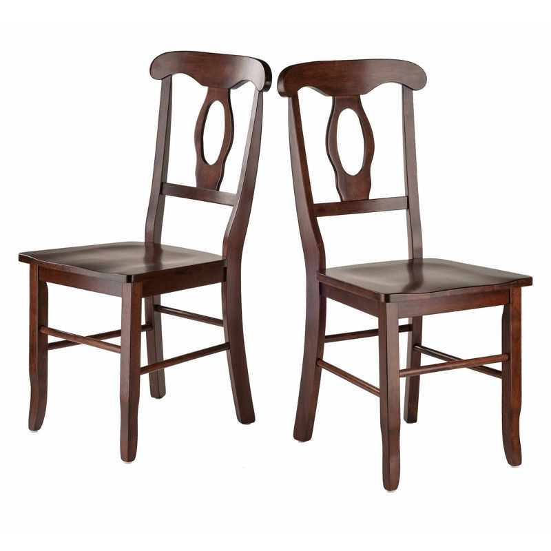 Walnut Keyhole Back Transitional Side Chairs, Set of 2