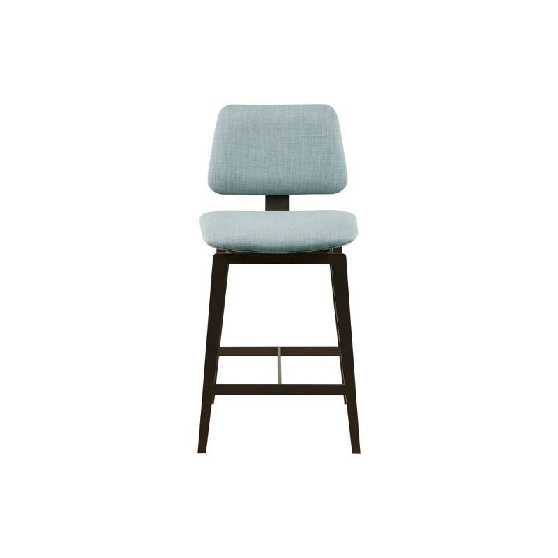 Dusty Blue Armless 360 Degree Swivel Counter Stool with Black Metal Legs