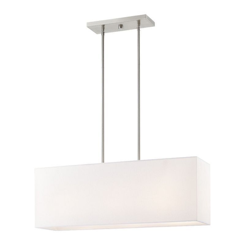 Summit Brushed Nickel 3-Light Linear Chandelier with Off-White Shade