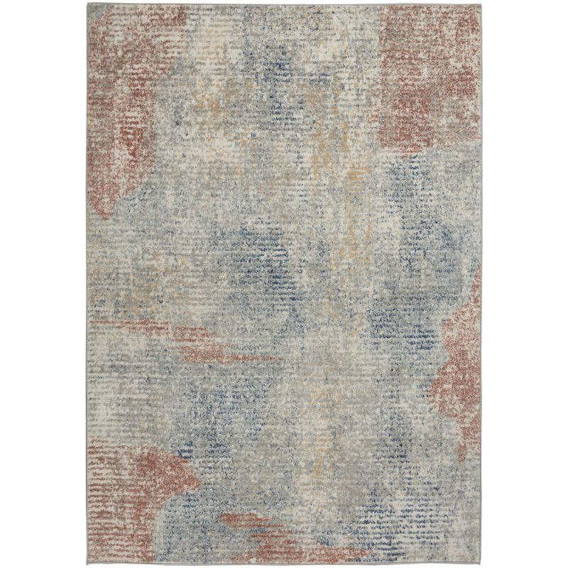 Elysian Ivory Abstract Synthetic 4' x 6' Easy-Care Area Rug