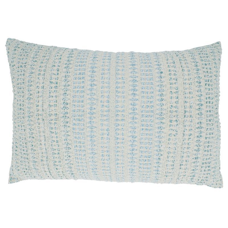 Aqua Woven Line Cotton Polyester Decorative Pillow Cover