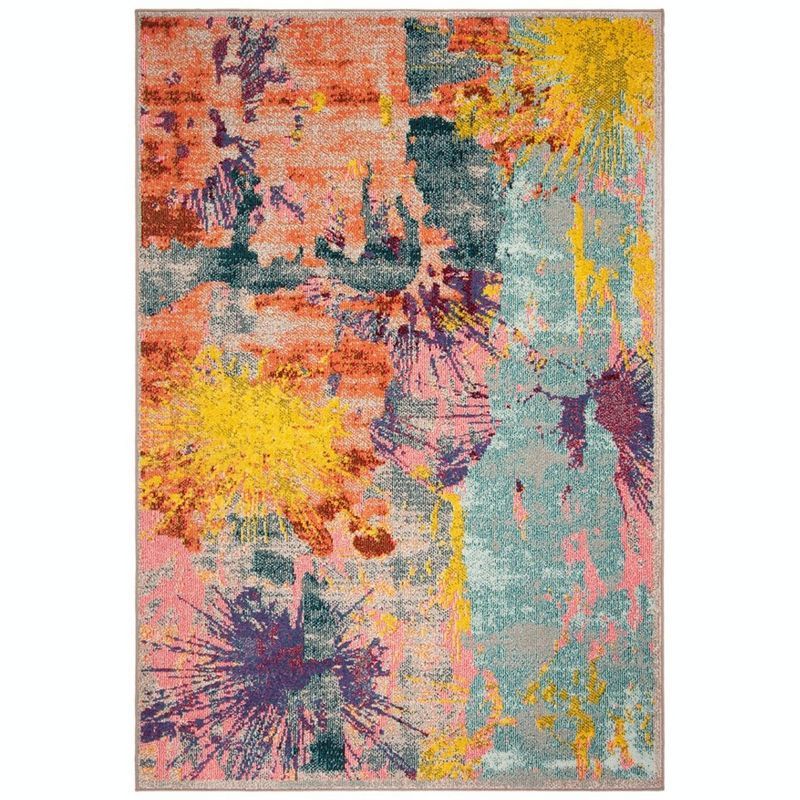 Reversible Blue Synthetic 8' x 10' Easy-Care Area Rug