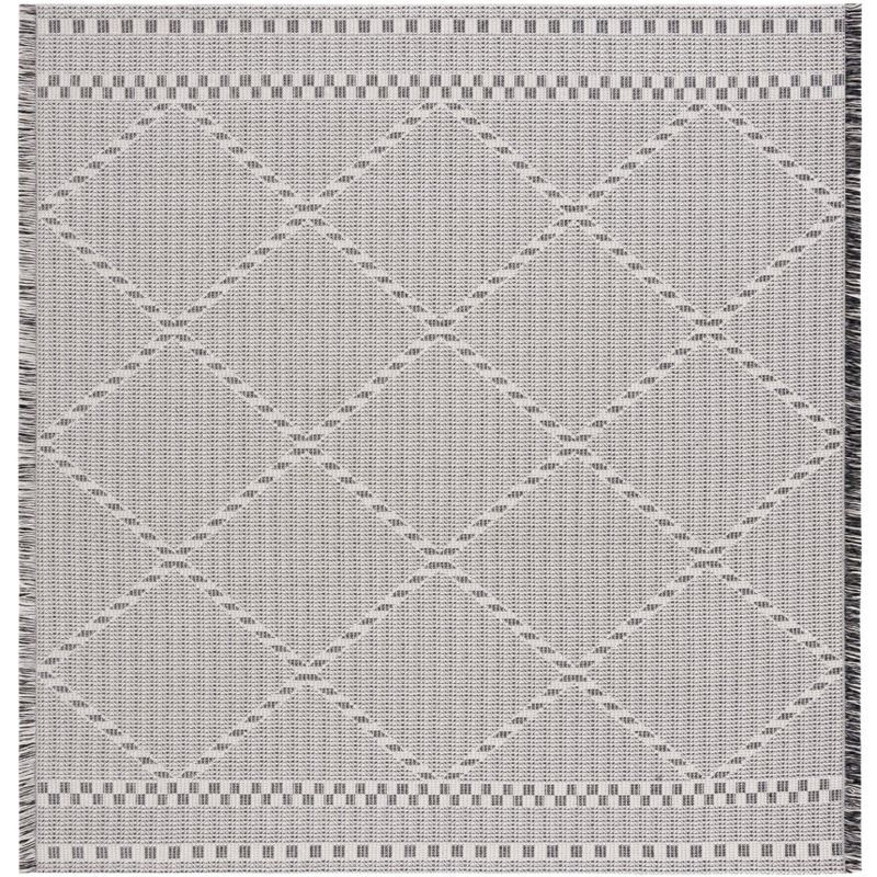 Ivory Bliss Boho-Mod Square Flat Woven Rug, 6'4" x 6'4"