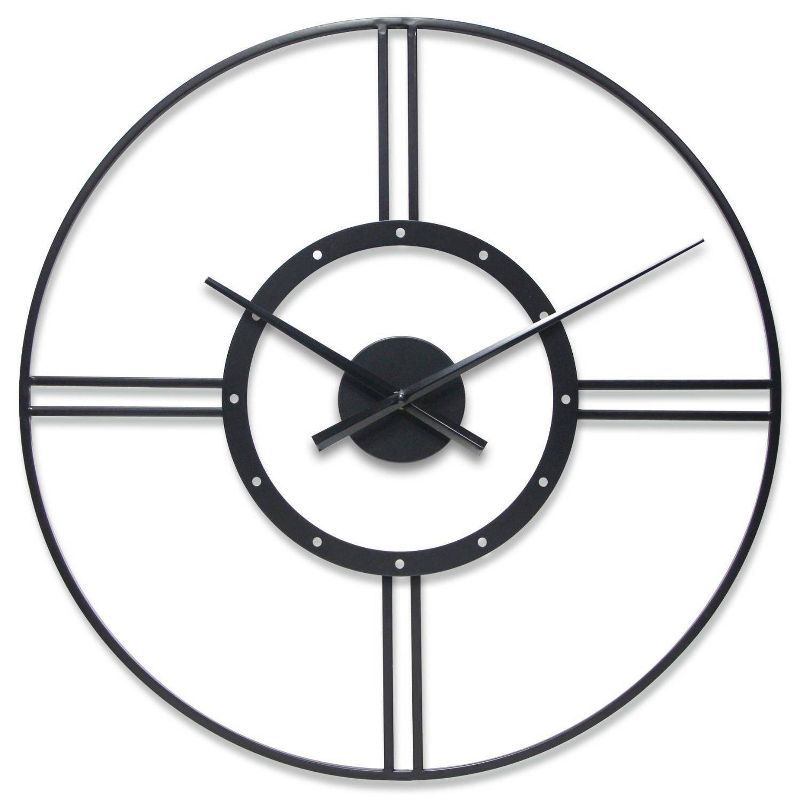 Astro 24-Inch Black Metal Modern Wall Clock