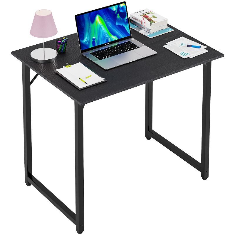 Black Adjustable Height Wood Computer Desk with Drawer