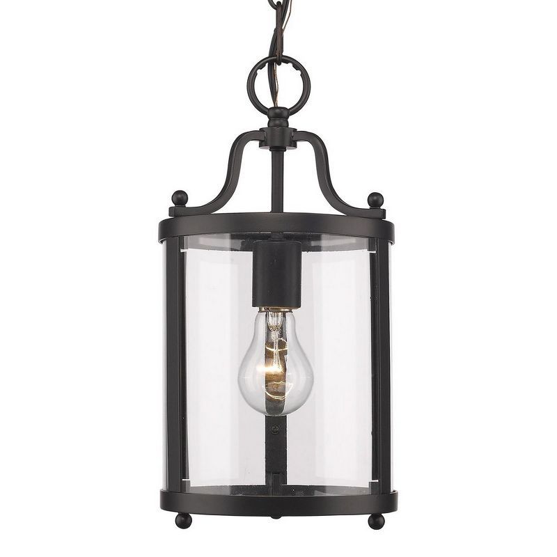 Black Mini Pendant with Clear Glass Shade