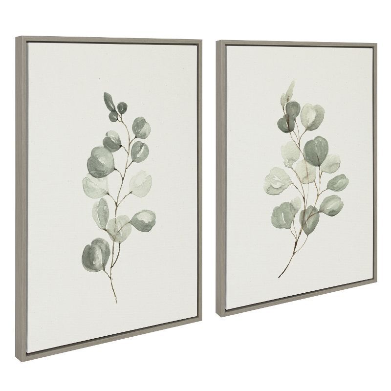 Eucalyptus Greenery Framed Canvas Wall Art Set