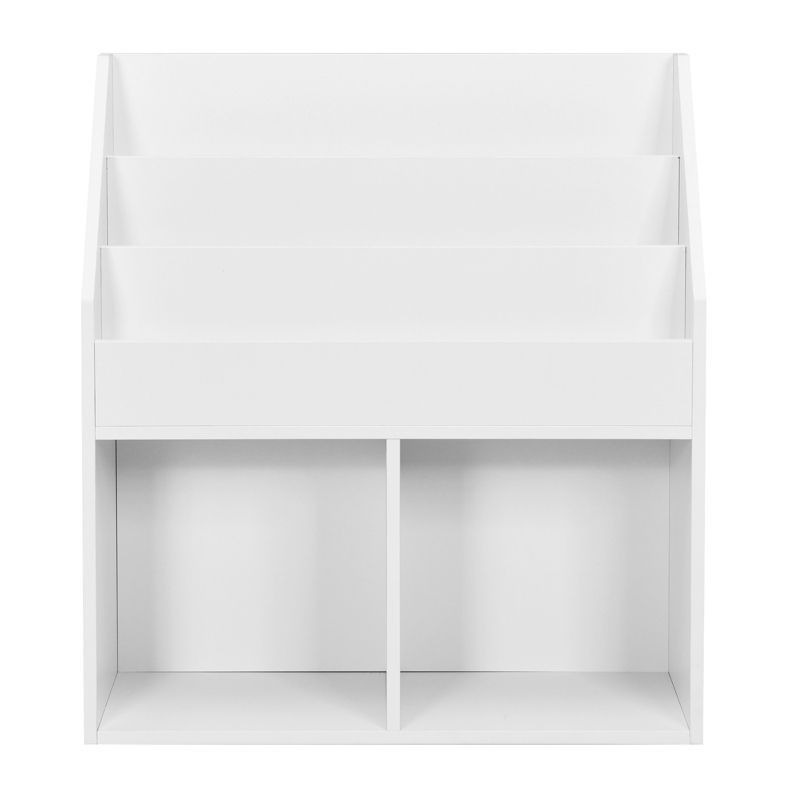 White Wooden Kids Bookshelf with Toy Storage