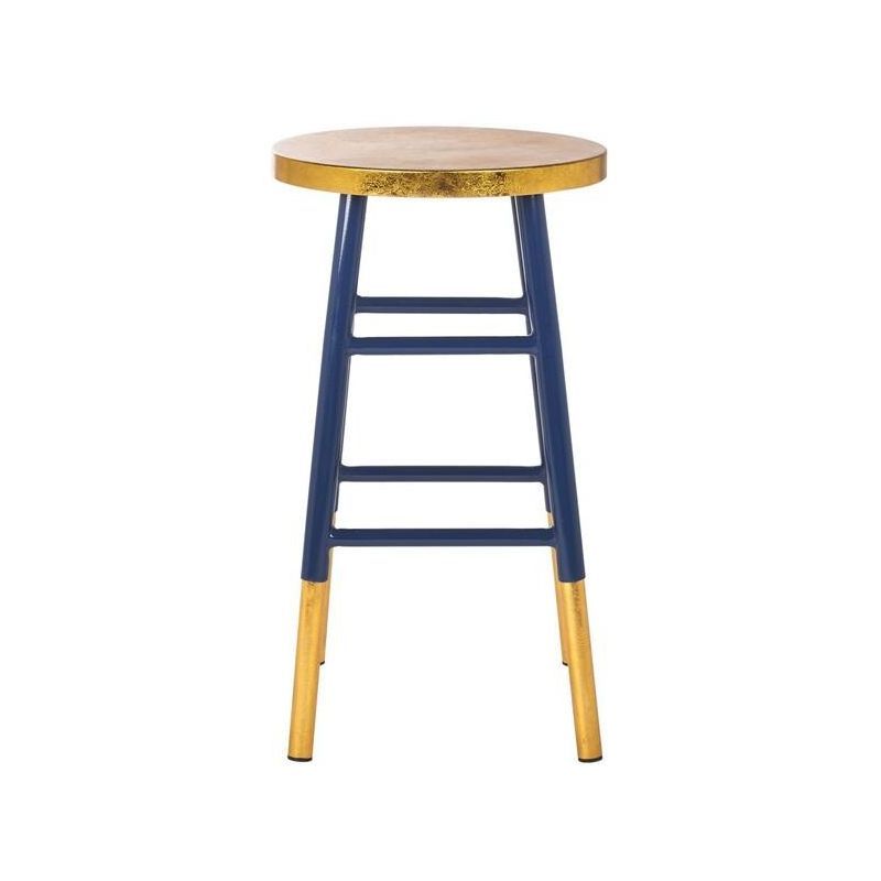 Navy and Gold Backless Metal Counter Stool