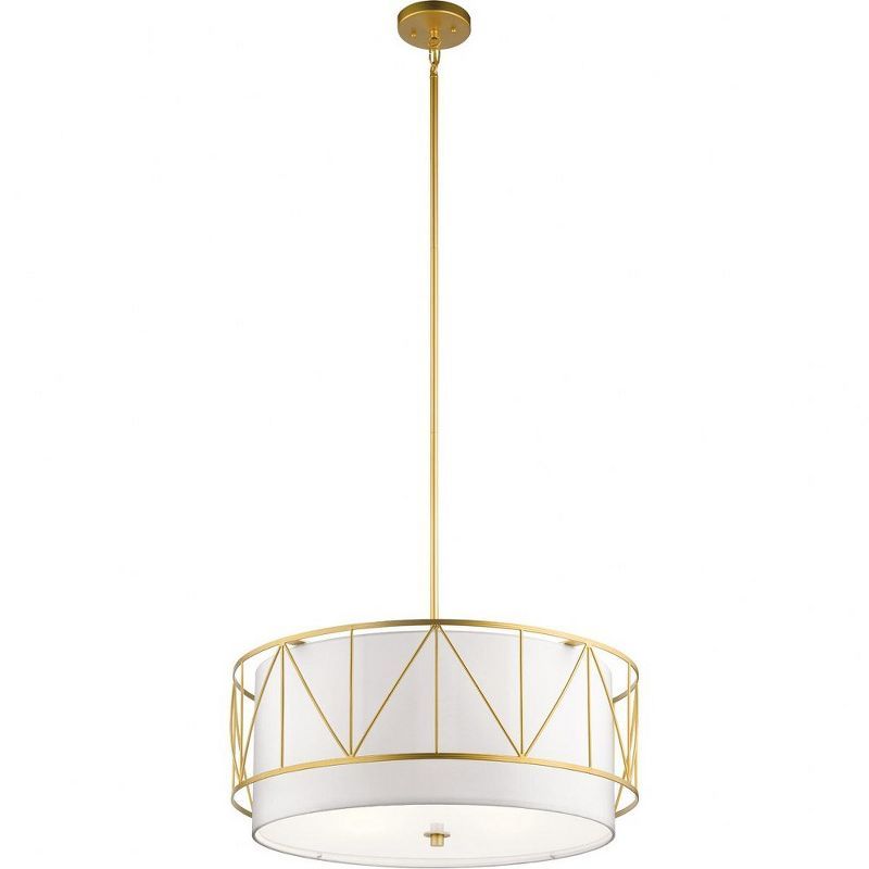 Classic Gold 24" Drum Pendant with Satin Etched Glass