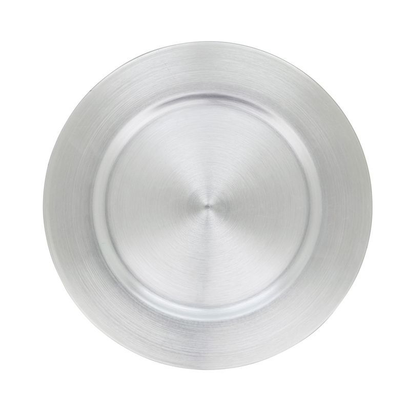 Classic Silver Round Plastic Charger Plates, Set of 4