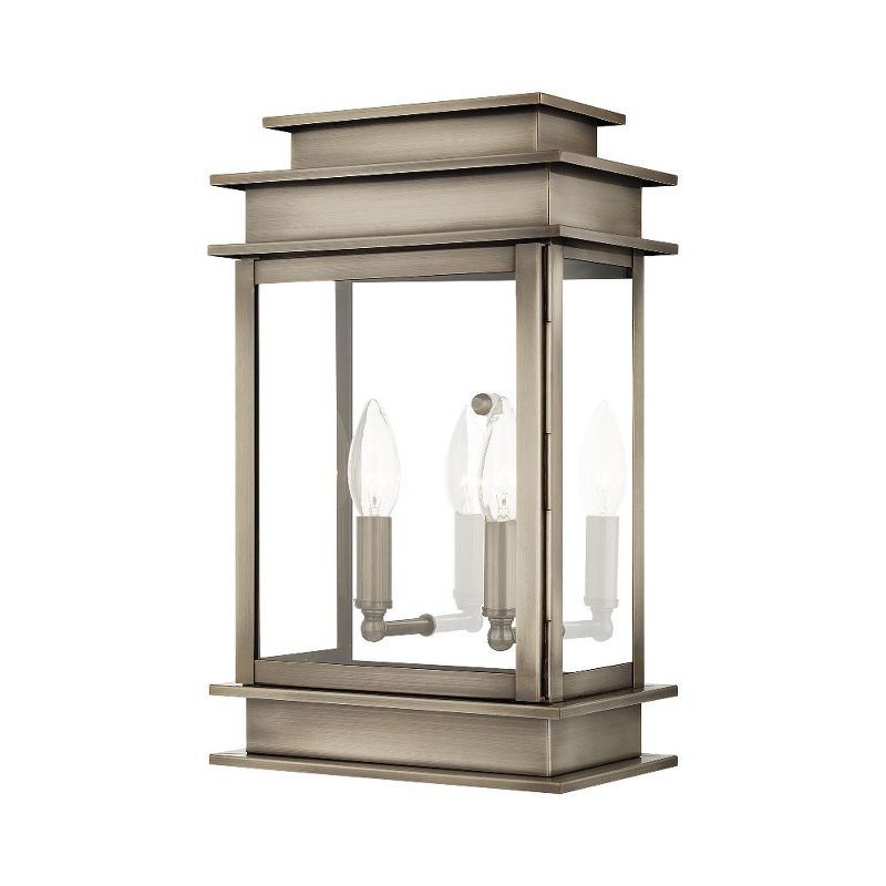 Vintage Pewter 2-Light Outdoor Wall Lantern with Clear Glass