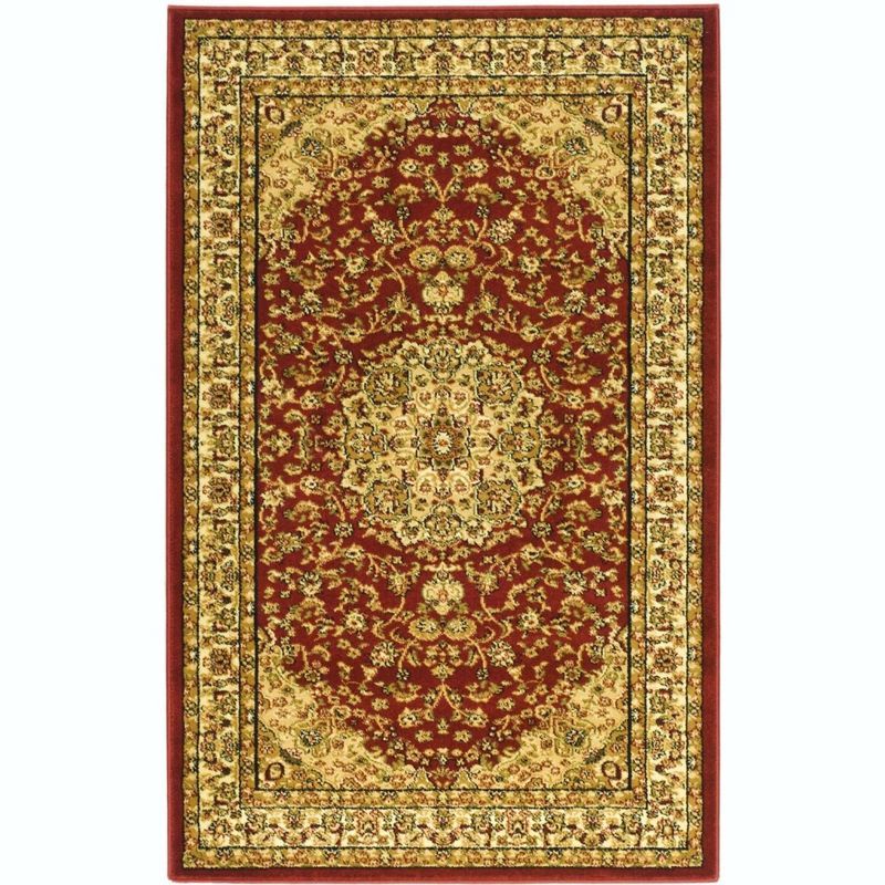 Red and Ivory Safavid Style Floral 4' x 6' Area Rug