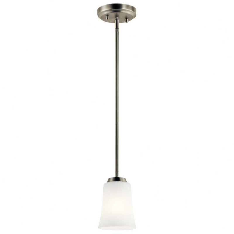 Brushed Nickel Mini Pendant with White Glass Shade