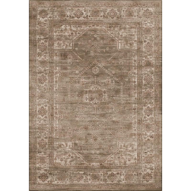 Vintage Light Brown Rectangular Viscose Area Rug