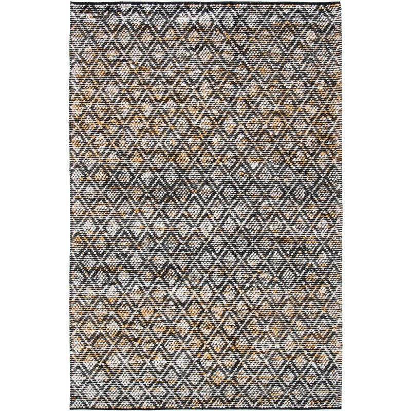 Ivory and Yellow Flat Woven Wool Round Area Rug