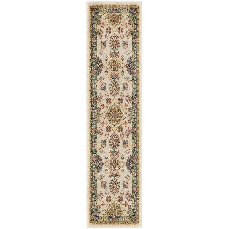 Ivory Gold Floral Persian Synthetic Runner Rug 2'2" x 7'6"