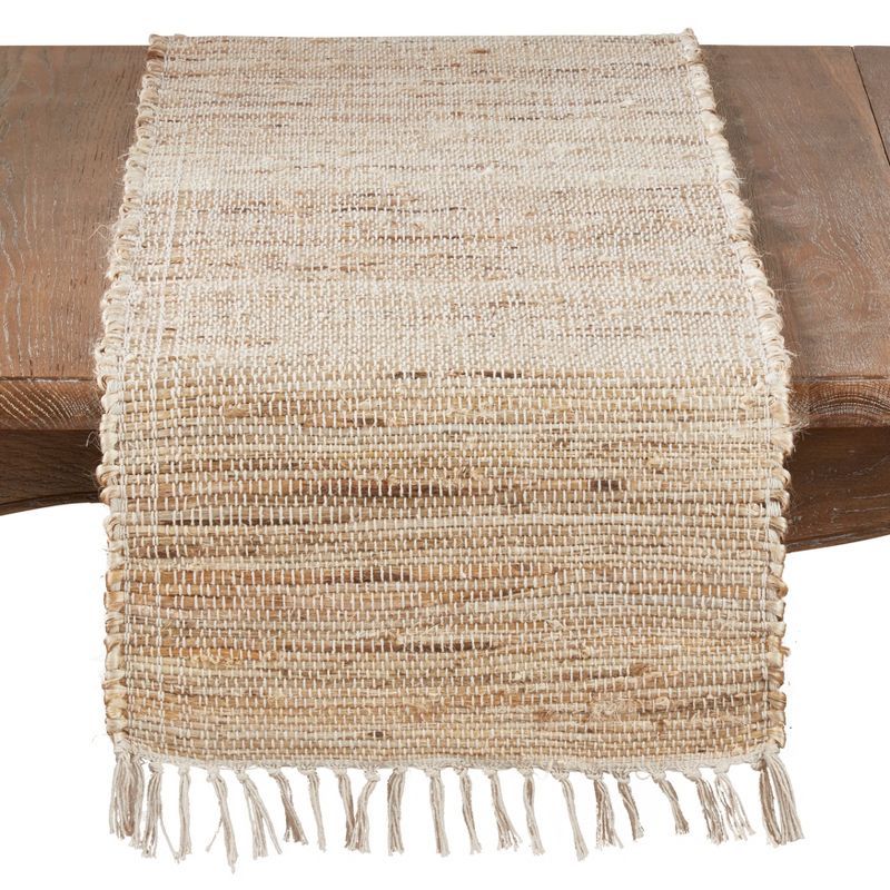 Natural Jute Chindi Table Runner with Fringe