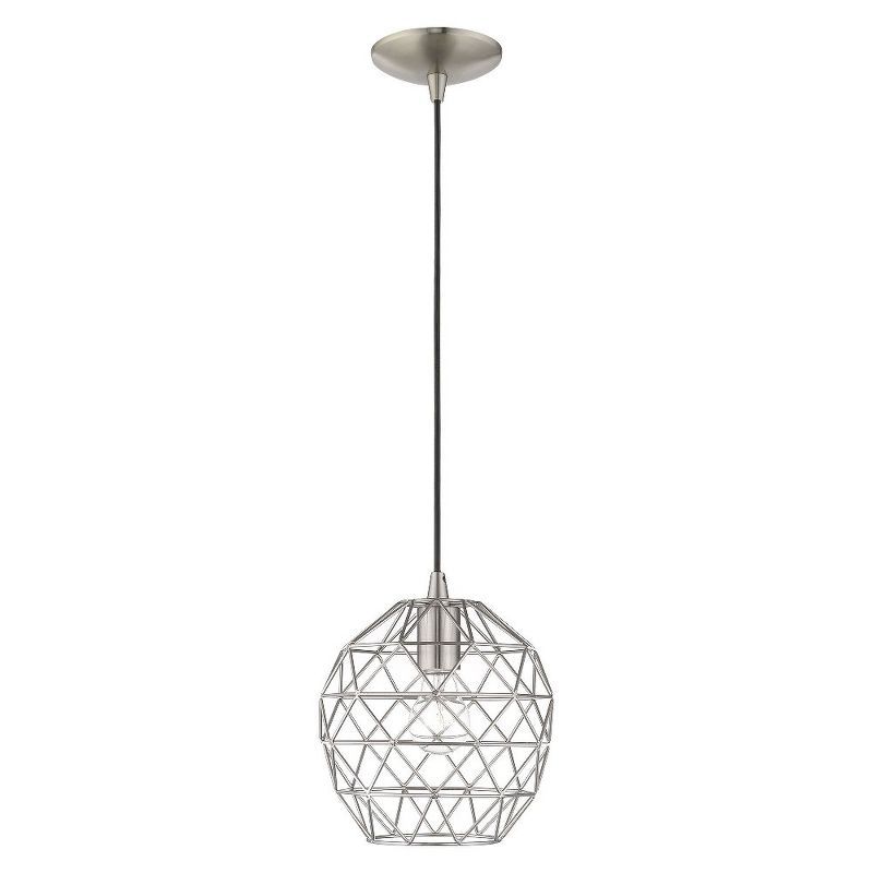 Brushed Nickel 1-Light LED Mini Globe Pendant for Indoor/Outdoor