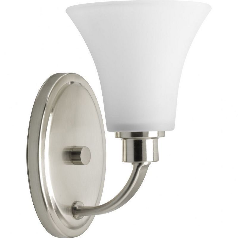 Brushed Nickel 9.5" Wall Sconce with Etched Glass Shade